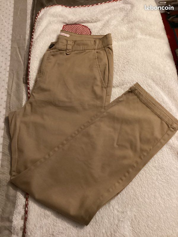 Beige Chino Large Femme Pantalon Femme Large Chino Camaïeu Camel