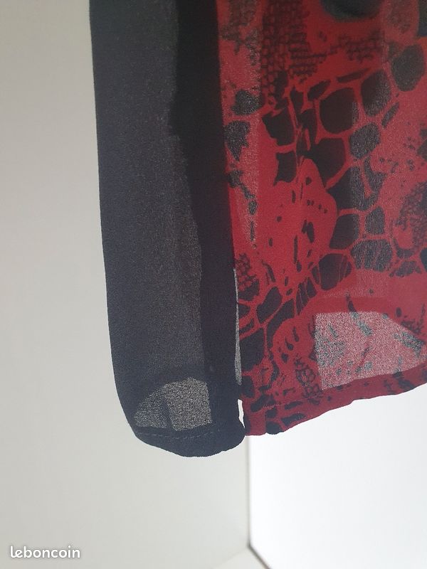 Blouse manches 3/4 noir/rouge foncé BPC (image 6)