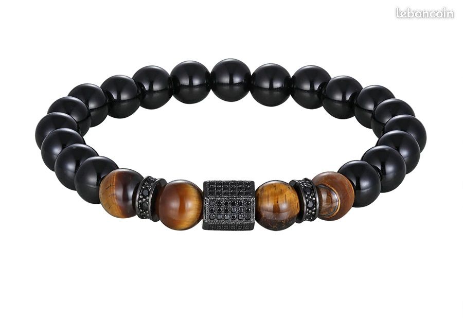 Bracelet onyx et oeil de tigre (image 1)