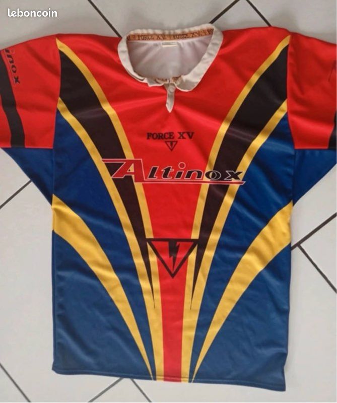 Maillot De Rugby Vintage LUC LAUSANNE Université – Taille XL – Bleu Et Rouge – Occasion