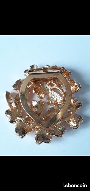 Rare Antique Pince à foulard coquille St Jacque argent 935 avec strass 3,2 cm