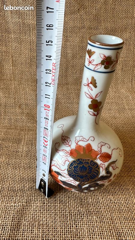 Vase bouteille en porcelaine peint à la main, décor Imari, cachet rouge, 15,5 cm (image 5)