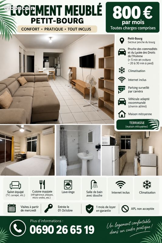 Appartement 3 pièces 70 m² · à Petit-Bourg · 70 m² · 800 €/mois