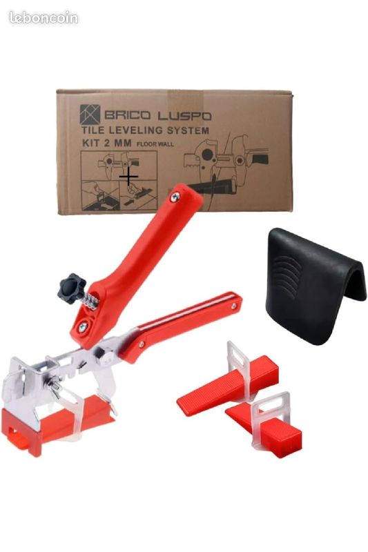 Croisillon autonivelant pour carrelage kit 200 clips (2mm) + 100 cales + 1 pince +calfeutrage joints (image 1)