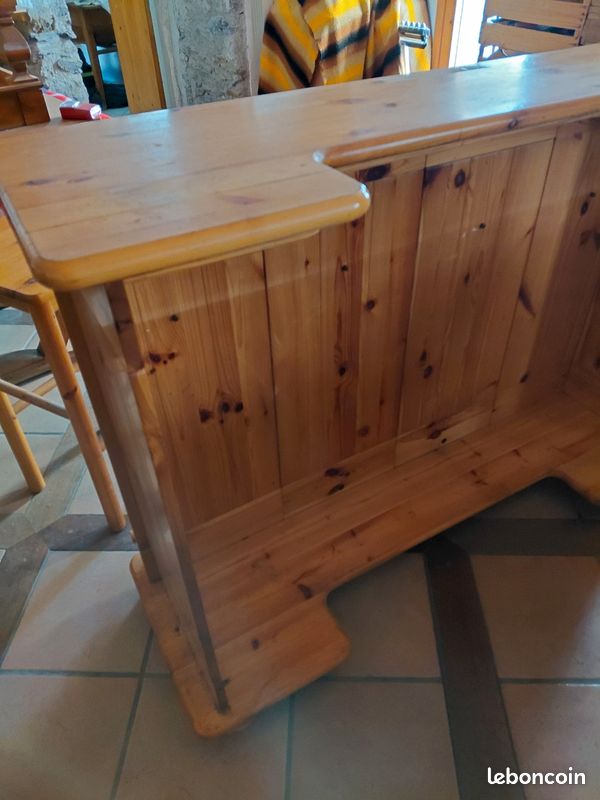 Bar et 2 tabouets hauts en pin (image 5)