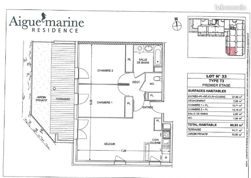 Appartement a louer beziers - 3 pièce(s) - 61 m2 - Surfyn