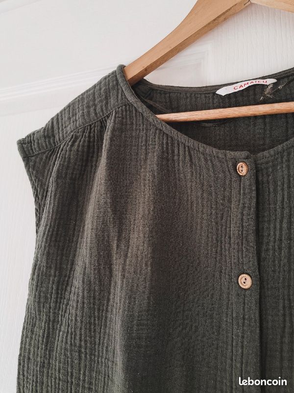 Haut d'été coton gauffré Camaïeu taille 40 (image 3)