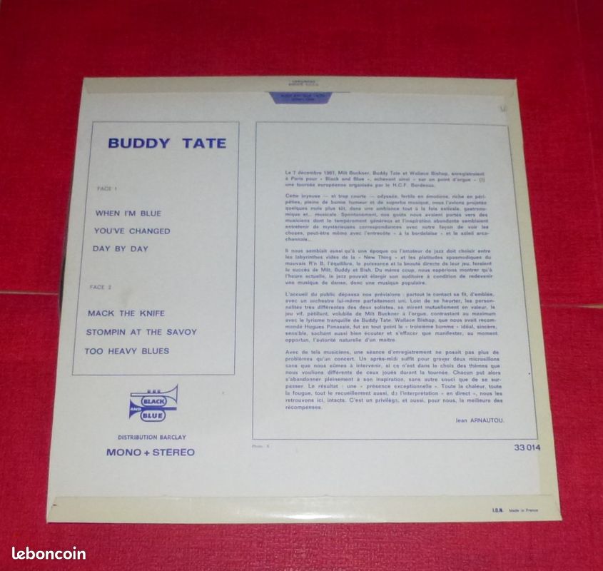 Buddy Tate 33 tours Vinyle (image 2)