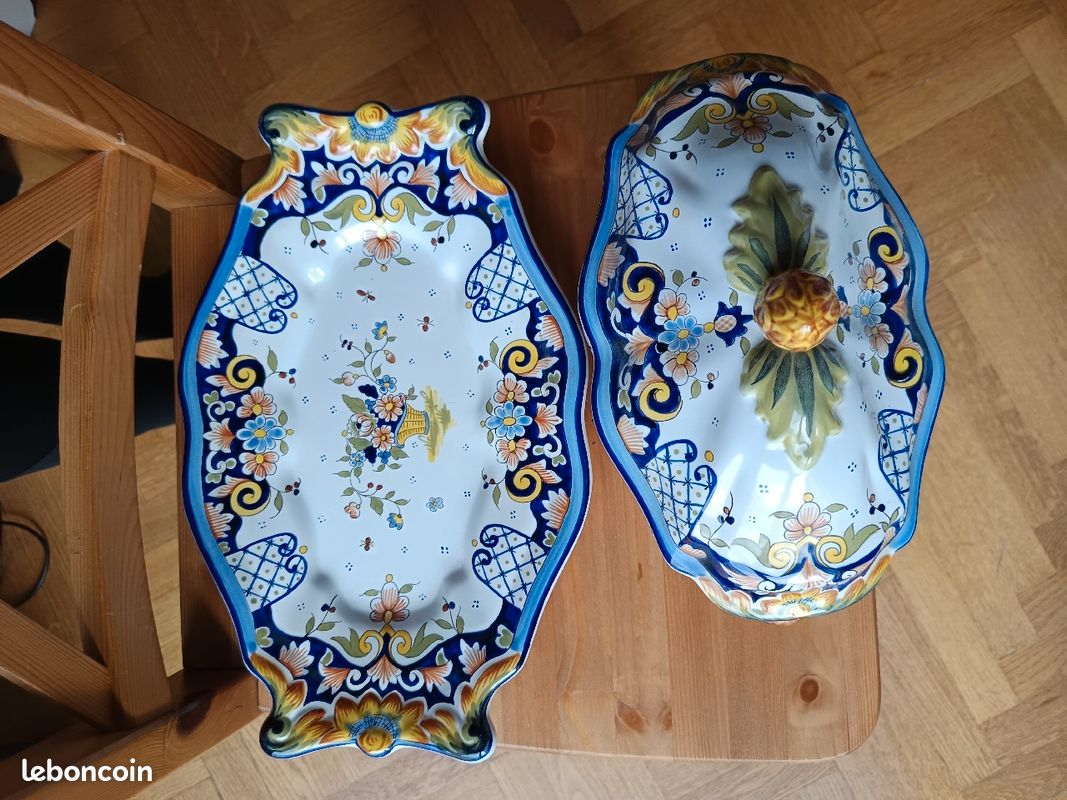 Soupière Vintage en faience de Rouen fait main (image 2)
