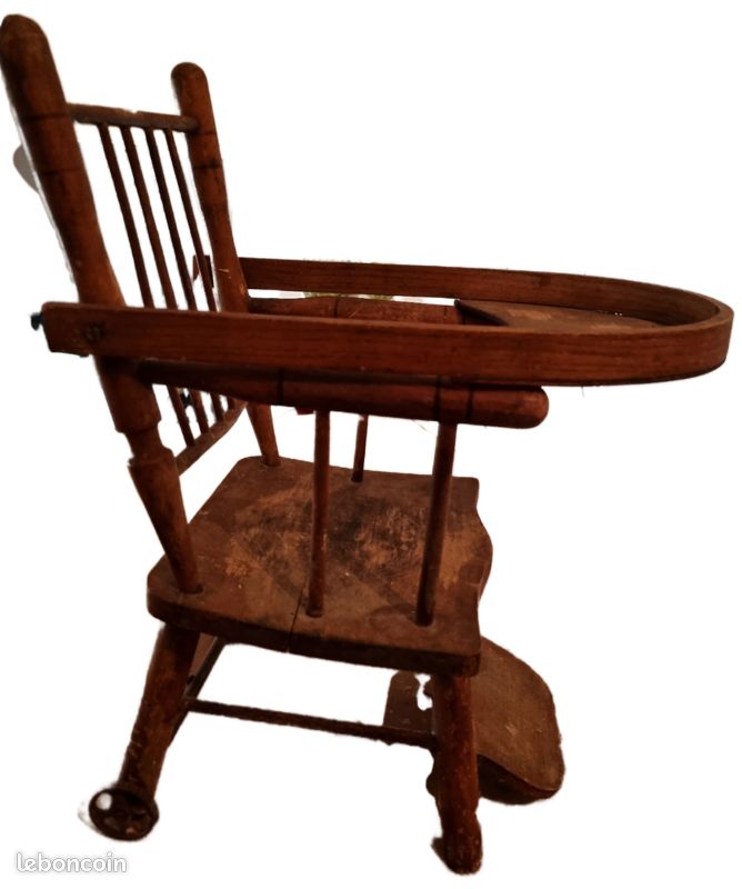 ANCIENNE CHAISE HAUTE en BOIS pour POUPEE POUPON JOUET ANCIEN 1950