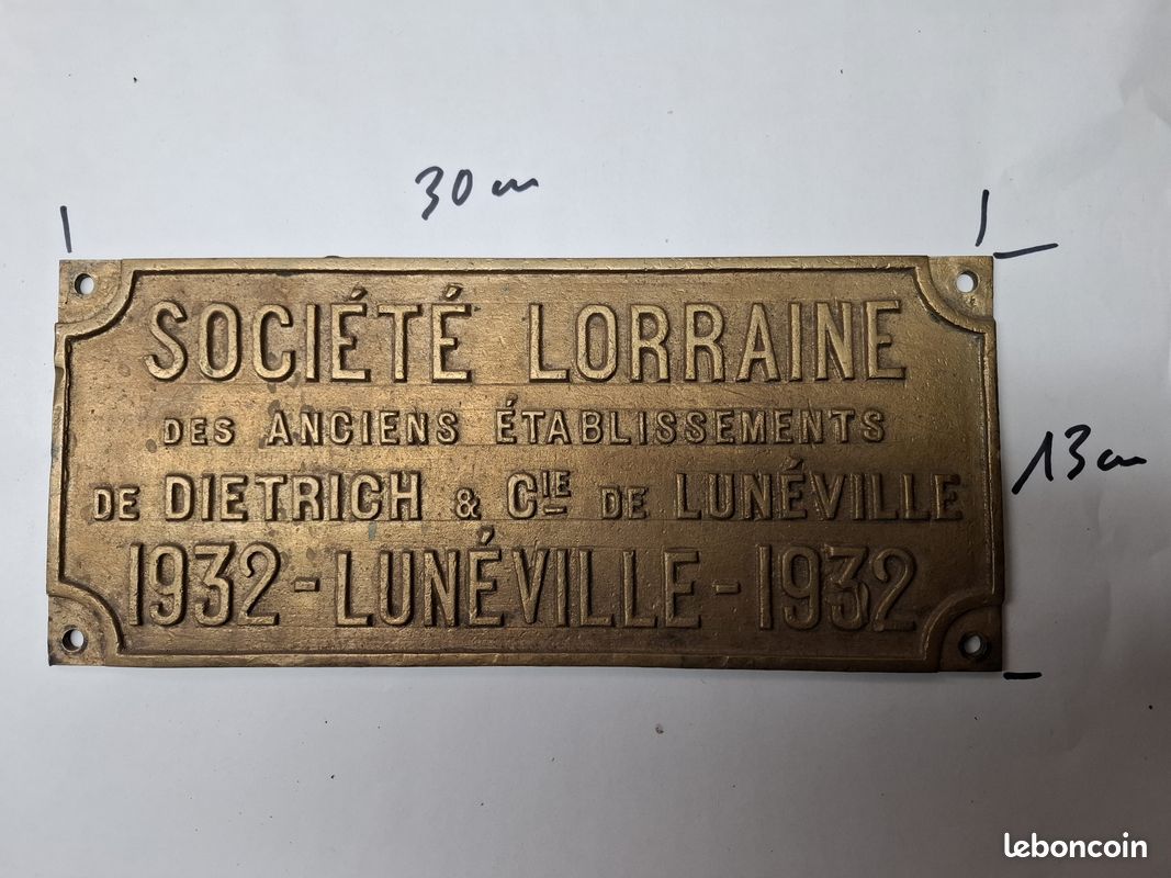 Vend plaque société Lorraine (image 1)