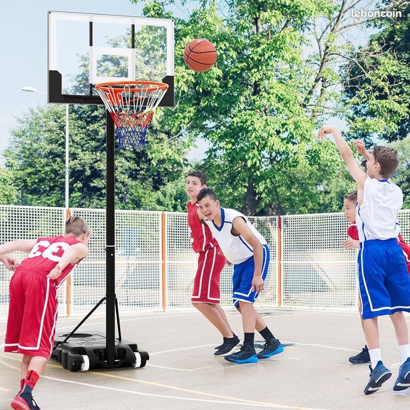 GOPLUS Panier de Basket Intérieur Extérieur, Hauteur Réglable 225-305cm