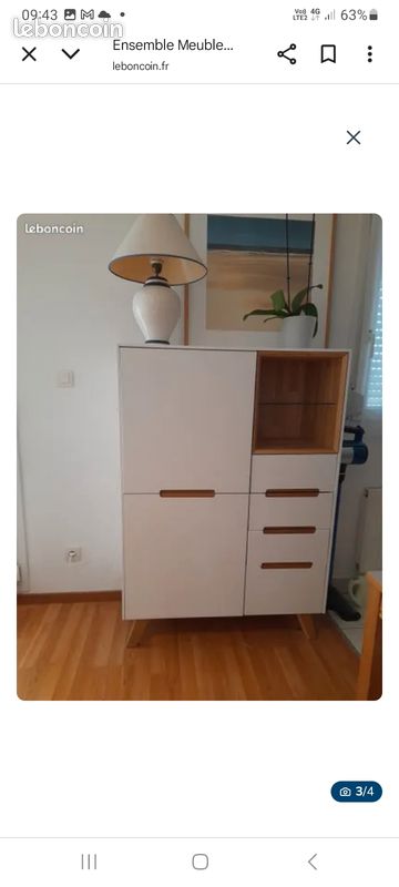 Buffet haut style scandinave avec finitions chêne massif (image 1)