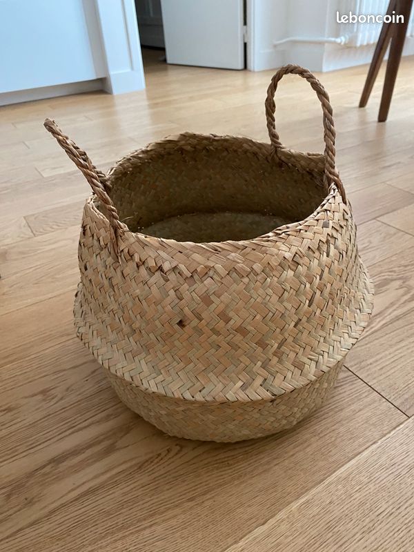 Cache pot en panier tressé naturel - marque Bergamotte (image 1)