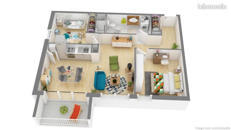 Appartement 3 pièces 62 m²