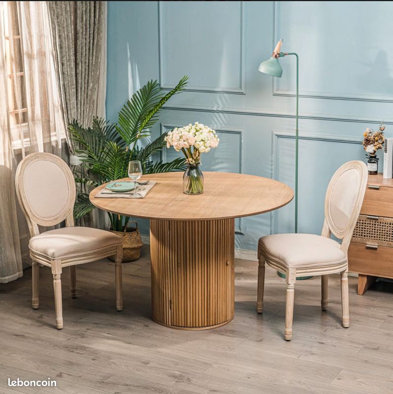 Table a Manger 6 personnes Ronde Bois Marron (image 1)