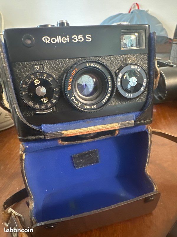 Appareil Photo Argentique Rollei 35 TE - Chrome - Années 80 - Avec Housse