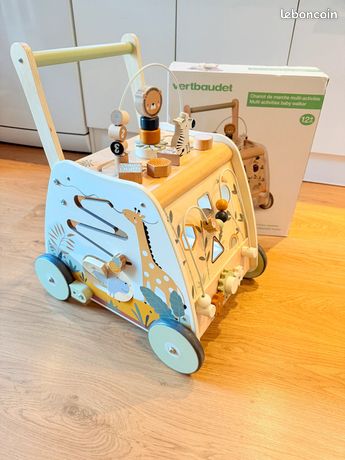 Chariot De Marche Multi-Activités Bois Vertbaudet | Avec Freins - Éveil Bébé 1-3 Ans