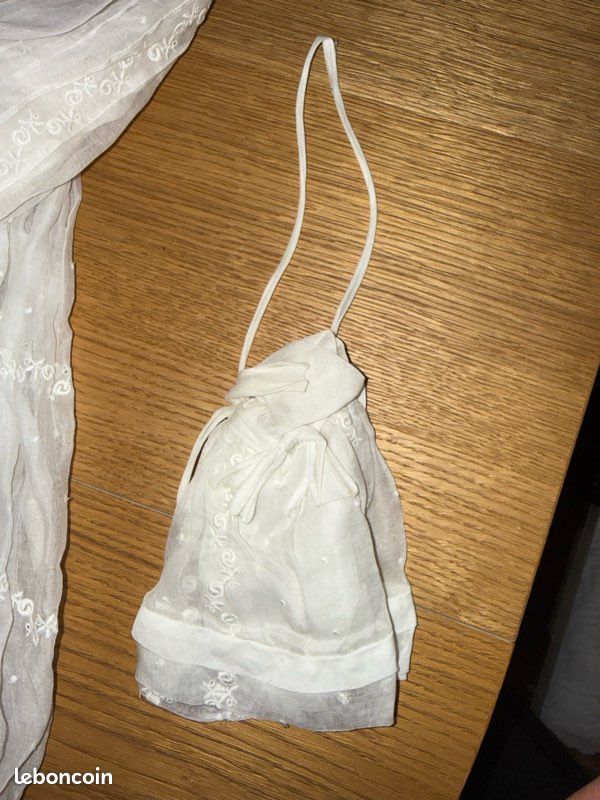 Ensemble voile, sac noeud er Robe de communion vintage blanche (image 6)