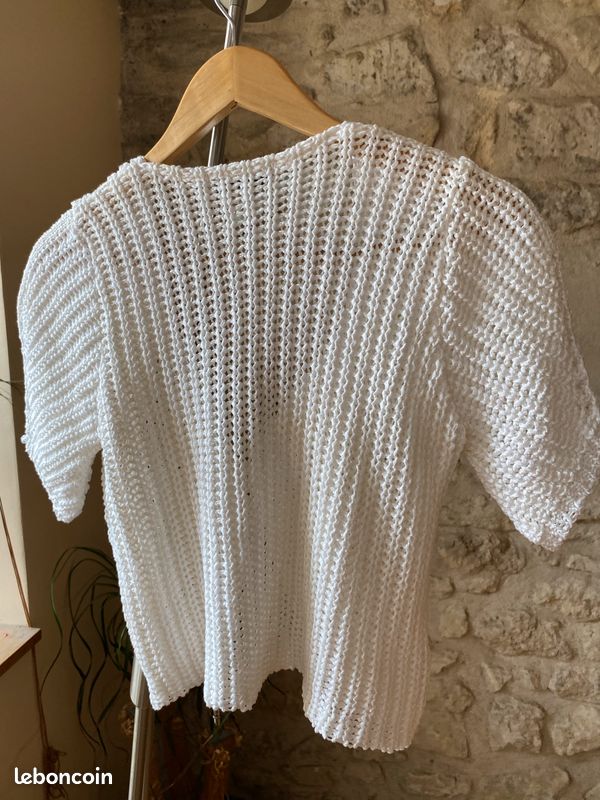 Gilet en maille de coton blanc - Taille M (image 2)