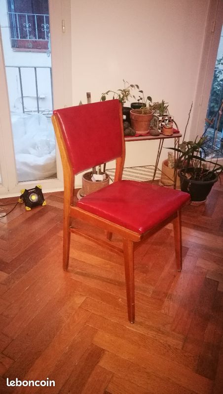 4 chaises tek scandinave rouge (image 1)