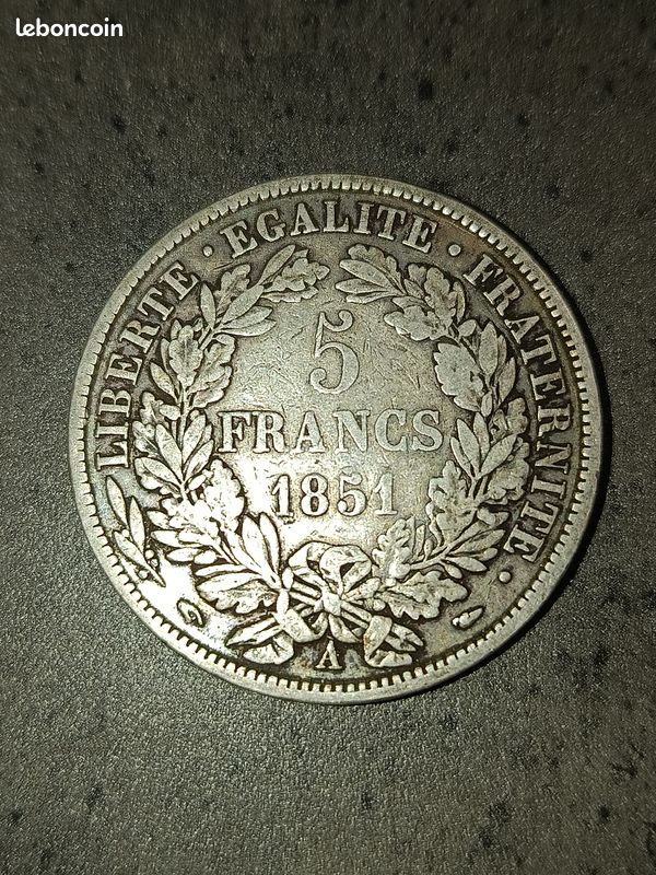 5 Francs Cérès 1851 A – Pièce Argent, France, TTB+, Monnaie De Collection