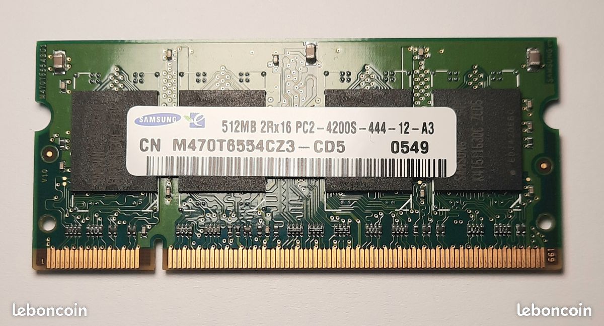 Barrette mémoire portable (1x512Mo) DDR2 Samsung SODIMM 533 Mhz PC2 4200S (image 1)