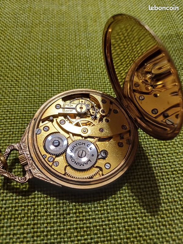 Chaîne De Montre Gousset Vintage Couleur Dorée Type Vermeil - Ancienne, Marque LAMINOR, Bon état