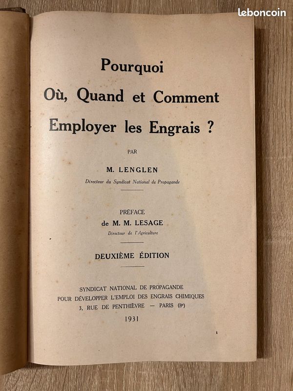 Livre ancien Pourquoi, où, quand et comment employer les engrais (image 2)