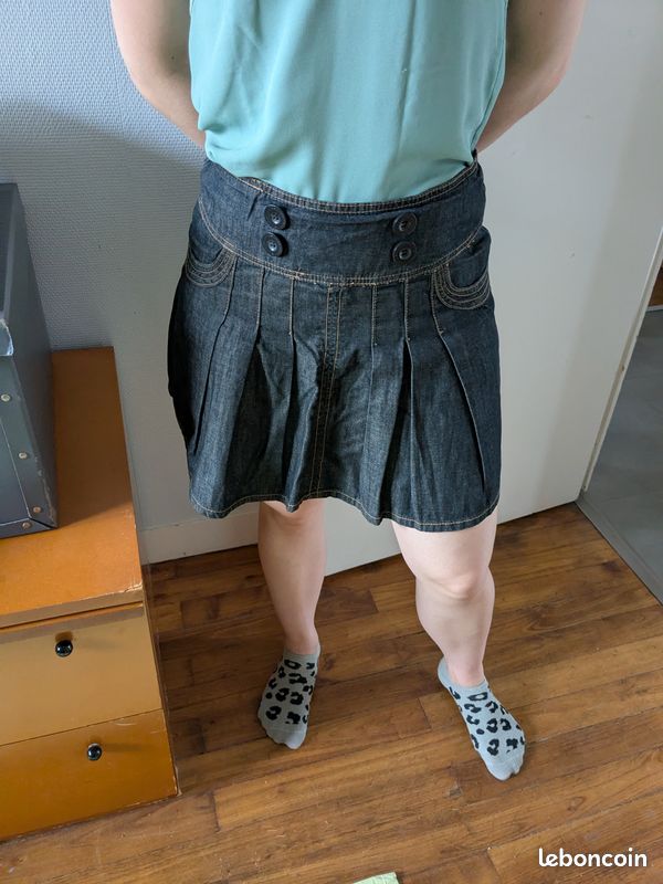 Jupe En Jean Bleu Taille 36 - Mini-jupe - Occasion Très Bon état