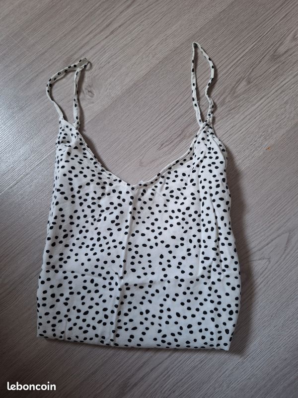 Débardeur blanc à pois noirs (image 1)
