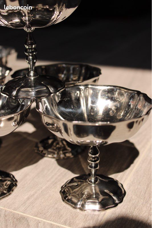 Coupes à Glace Occasion Lot De 6 Coupes à Glace Vintage En Inox 18/10 - Made In France - Années 1970 - Occasion Bon état Ancienne Glaciere