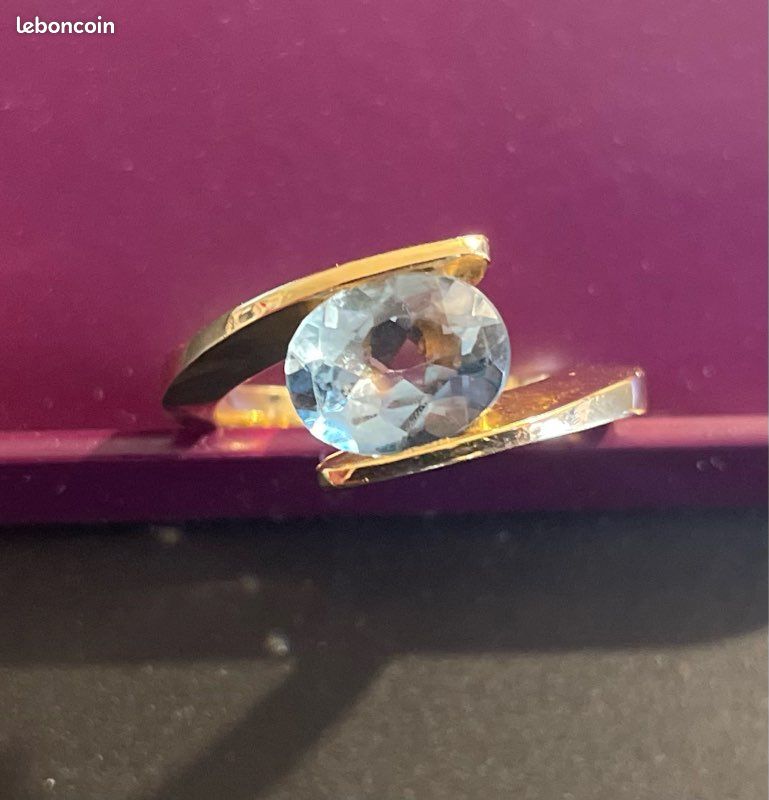 Deux Bagues or 18 carats émeraude et aigue marine (image 2)
