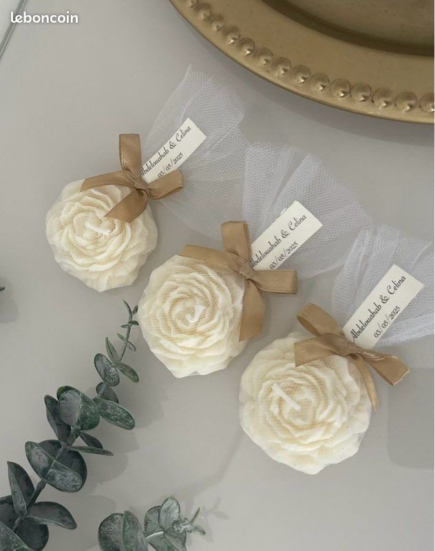 Bougie fleur cadeau invité mariage (image 1)