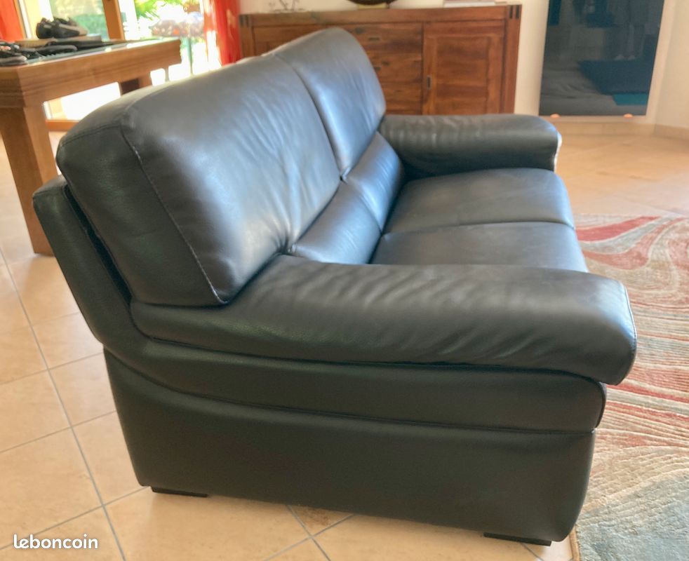 Canapé en cuir de buffle noir Roche Bobois (image 4)