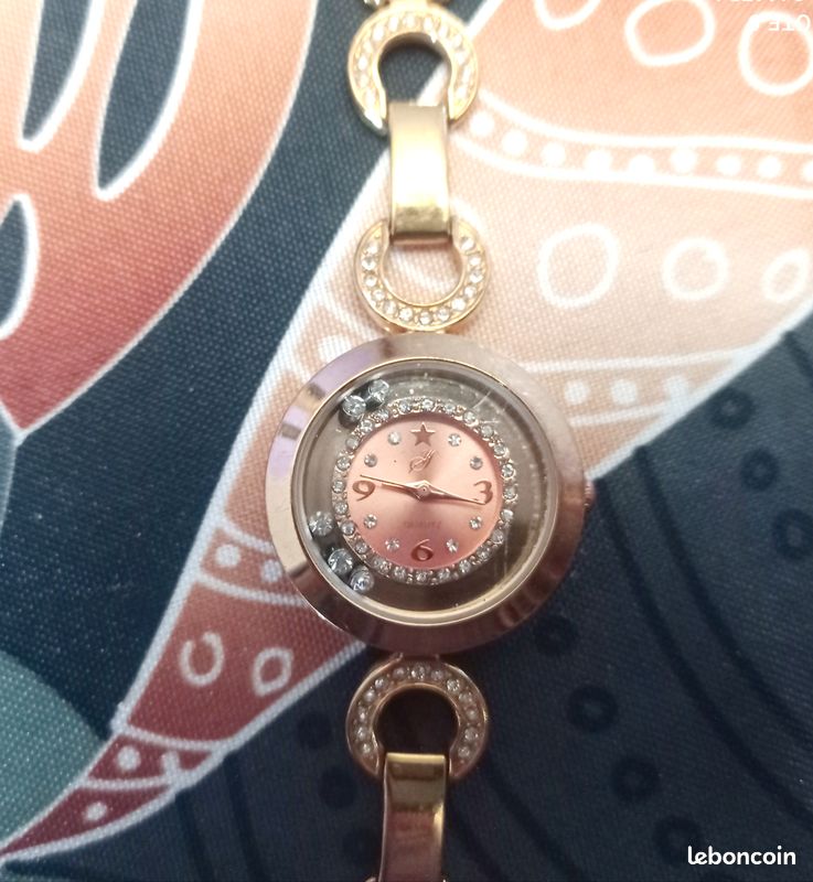 Montre boîte d'origine marque YELLOW STONE fond du cadran rose plusieurs tours zirconiums neuve (image 10)