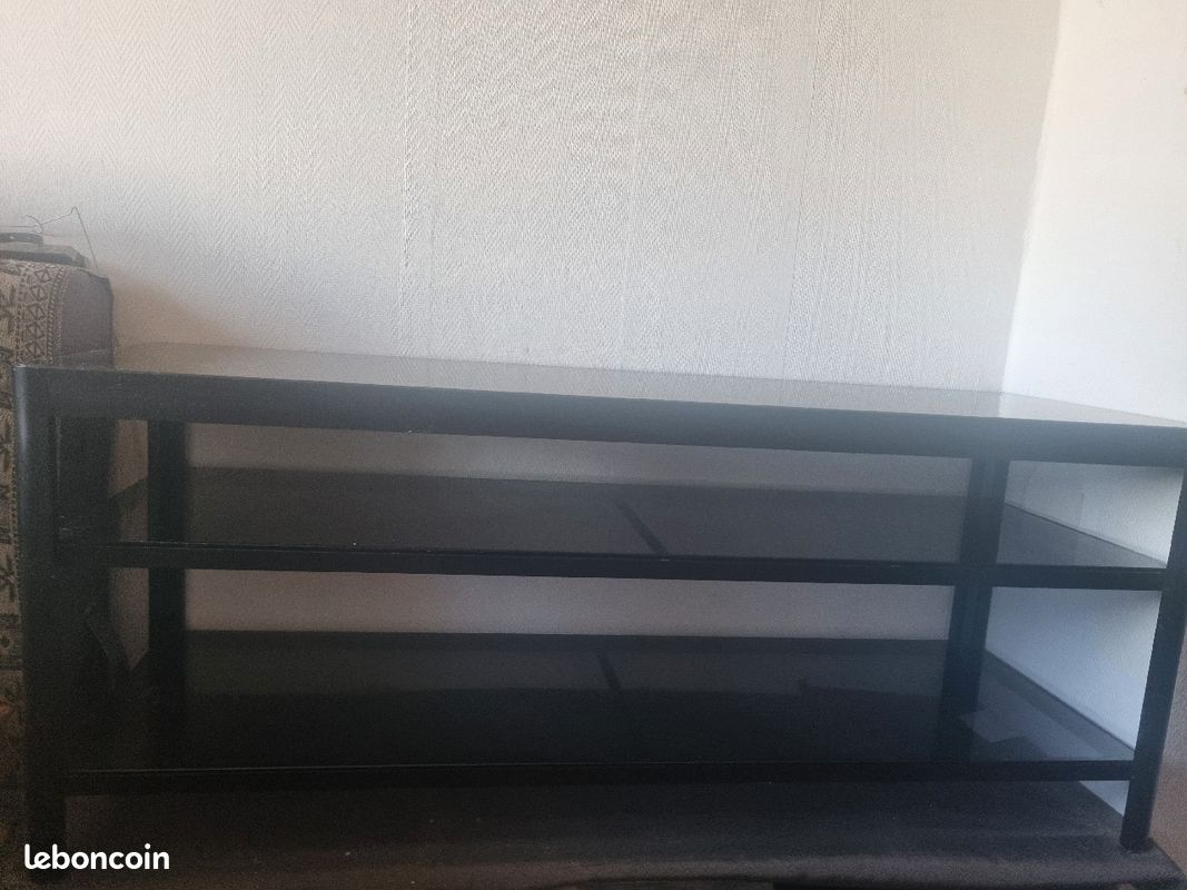 Meuble tv noir en verre (image 1)