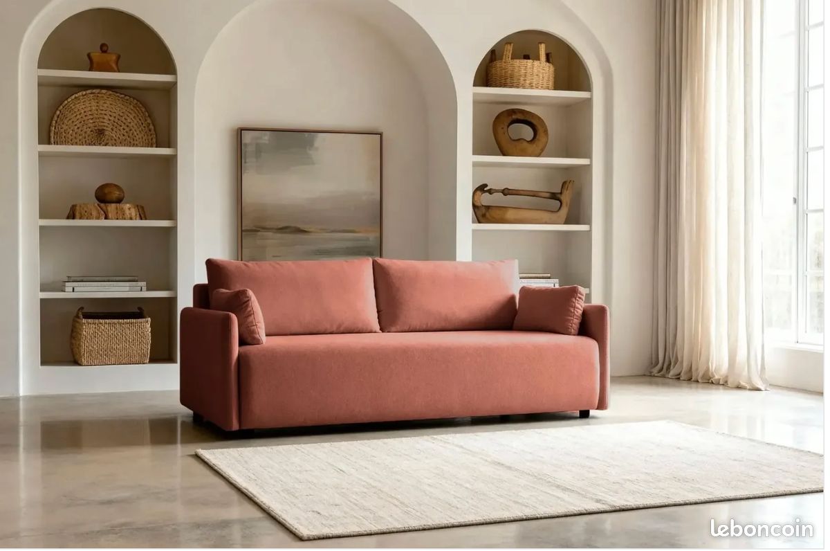 Canapé convertible Casanova AXELLE – Neuf dans son carton – Terracotta – 500 (image 1)