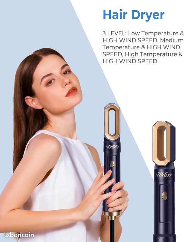 Brosse Soufflante set 6 in 1, UKLISS Air styler avec 6 Accessoires fer a Boucler, Seche Cheveux,Brosse Lissante Cheveux, Brosse Soufflante,pour Sécher, Boucler, Lisser, Donner du Volume et Coiffer (image 4)