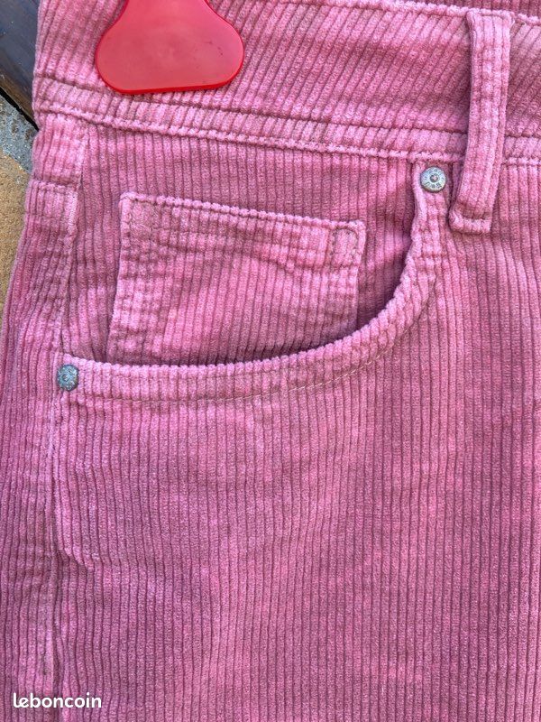 Pantalon à la coupe décontracté, en velours côtelé, vieux rose côtelé, Hod Paris, 27 US = 37 FR grand (image 7)