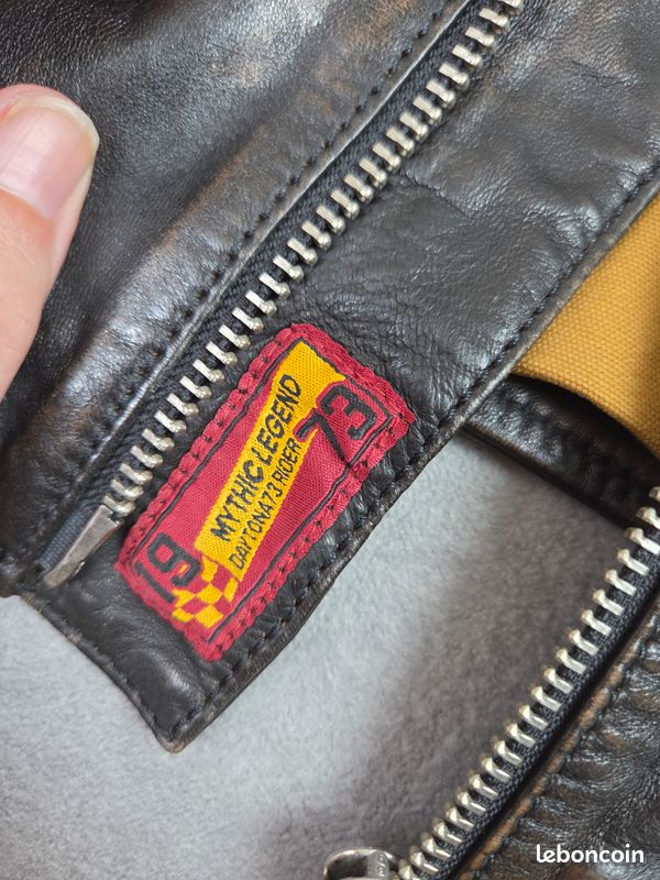 Veste en cuir d'agneau moto taille XL full zip (image 8)