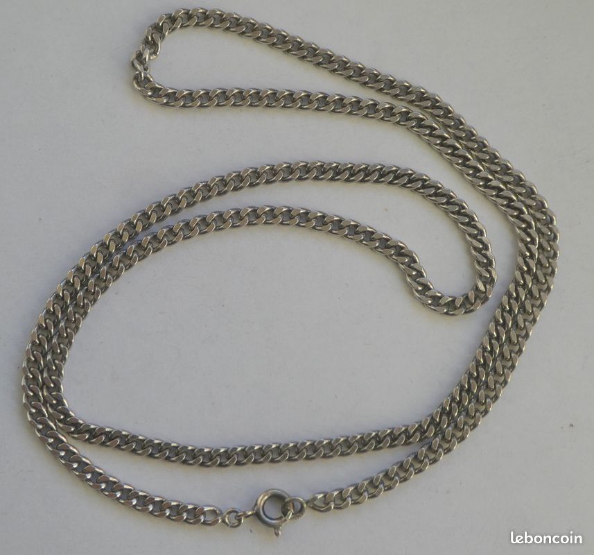 Chaîne Ancienne En Argent Massif - Maille Ovale - Poids 22gr Avec Poinçon Charançon - Occasion