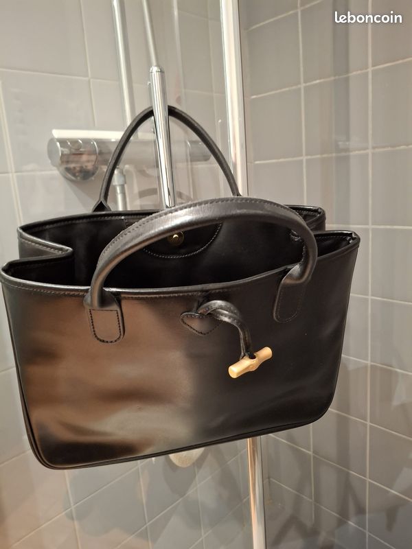 Sac Longchamps Roseau Noir Cuir Sac En Cuir Noir Modèle Vintage