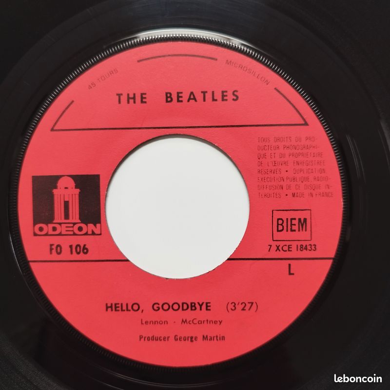 Disque vinyle The Beatles Hello, Goodbye 7" (sortie 1967) (image 7)