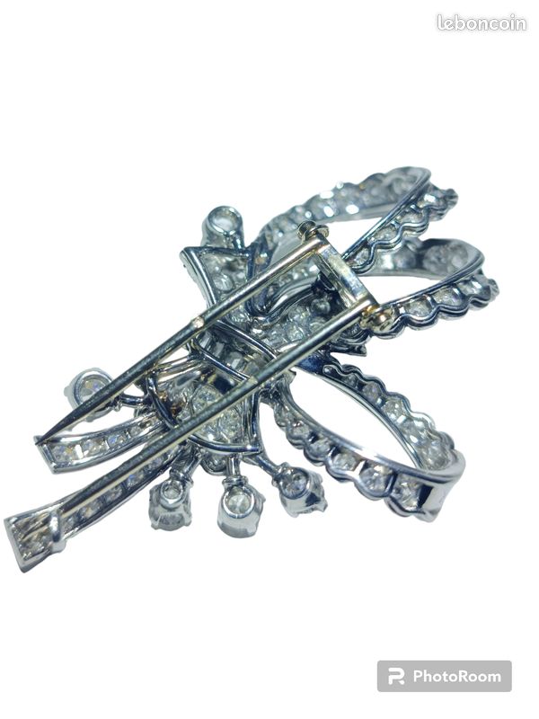 Broche Vintage Ciseaux Dorés Avec Cristaux Diamant - Bijou Original 2398 (occasion, Parfait état)