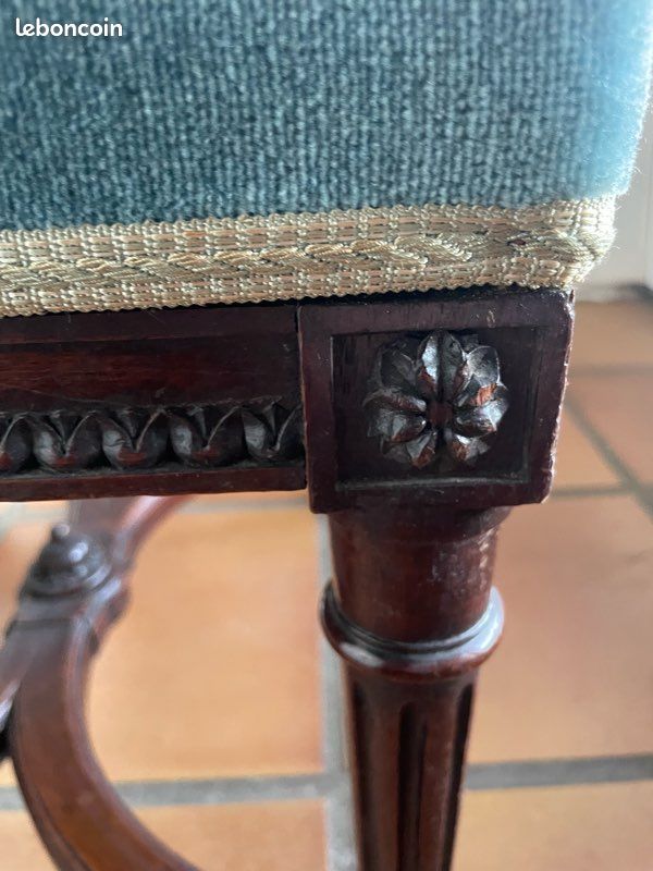 Tabouret velours bleu vintage (image 5)