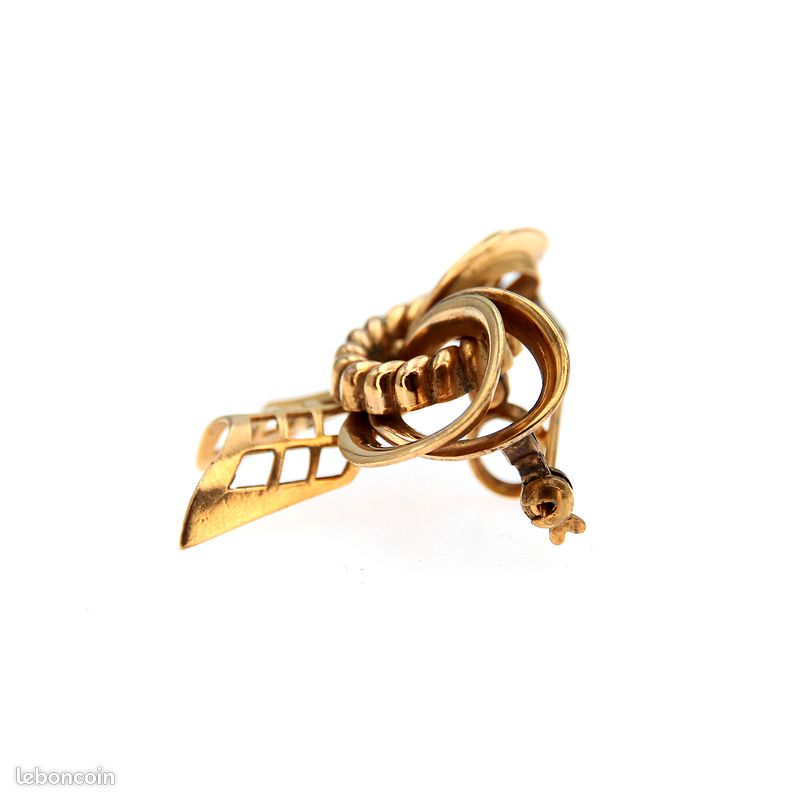 Broche Fantaisie Vintage Métal Doré - Élégance Rétro - Occasion