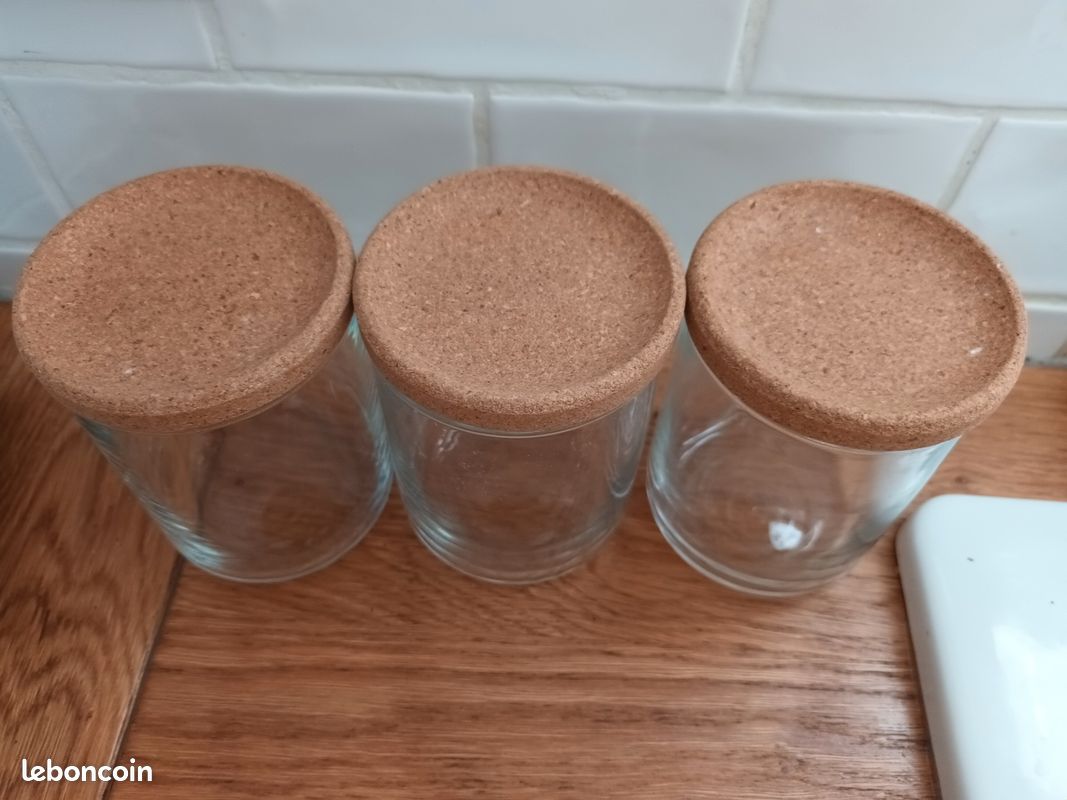 Lot De 3 Pots Durobor Vintage Avec Couvercle Liège - Belgique Circa 1970 - Verre