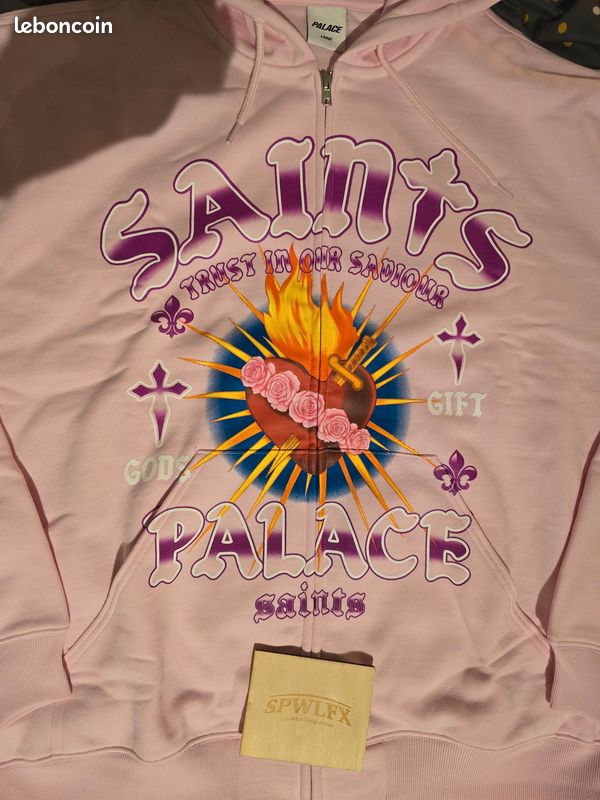 Palace Zip Up Hoodie Saints Gods Gift Lush Flush Pink - Vêtements