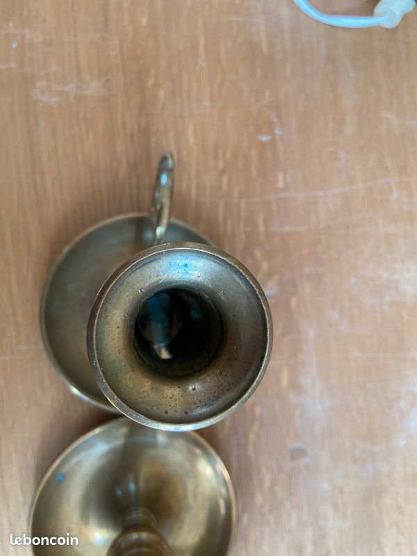 Paire de bougeoirs en cuivre vintage (image 3)